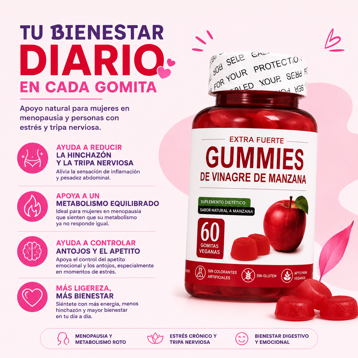 Equilibrio Digestivo con Gominolas de Vinagre de Manzana
